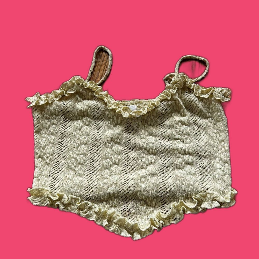 Ruffled Lace Blouse Crop Top